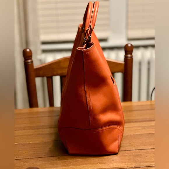 Ann Taylor Orange Leather Square Tote - Picture 4 of 13